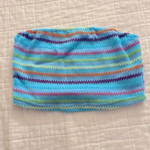 Blue+rainbow Striped Tube Top